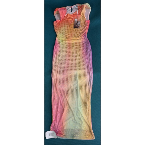 Self-Portrait Printed Mesh Rhinestone Midi Dress - Picture 7 of 14